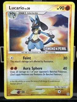 2007 Pokemon Diamond & Pearl Lucario Reverse Holo #6/130 MP STAMPED - Image 3