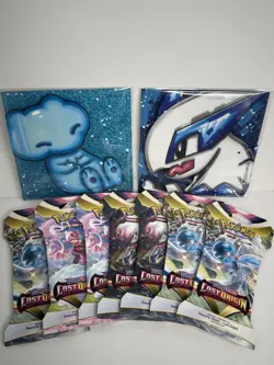 Pokemon Lost Origin Sleeved Booster Pack Art Set of 7 Packs SEALED + BONUS - Image 1