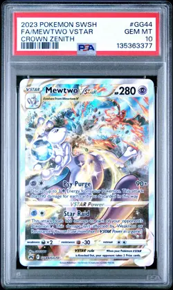 2023 POKEMON SWORD & SHIELD CROWN ZENITH #GG44 FULL ART/MEWTWO VSTAR PSA 10 - Image 1