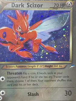 Pokemon TCG Neo Destiny Dark Scizor 9/105 Holo Rare Vintage LP - Image 2