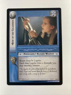LOTR TCG CCG FOTR Bow Of The Galadhrim 1R33 Rare Unplayed New Card Legolas - Image 1