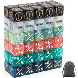 60 Pieces MTG Dice Set with Keyword Token Dice & Plus 1 Life Counter & Shield... - Image 1