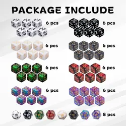 56 Pieces MTG Counter Dice Set in 8 Colors, 48 Pieces Life Counters Tokens Di... - Image 2