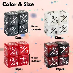 48 Pieces Magic Counter Dice Plus 1 MTG Counters Dice Set Marble Life Buff To... - Image 2