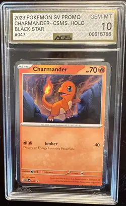 Pokemon SV Black Star Promo Charmander 047 AGS Gem-MT 10 Cosmos Holo 2023 - Image 1