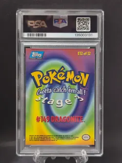 1999 Topps Pokemon Dragonite #149 E12 Movie Edition Foil PSA 8 Blue Logo - Image 2