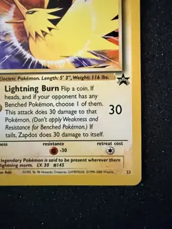 Pokemon TCG Zapdos Wizards Black Star Promo 23 - Image 5