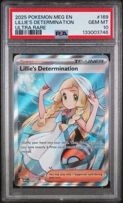 2025 Pokemon Mega Evolution Base #169 FA Lillie's Determination PSA 10 Gem Mint - Image 1
