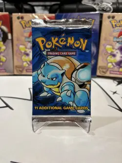 21.38g HEAVY 1999 Pokemon Base Set Booster Pack Blastoise Artwork FACTORY SEALED - Image 1