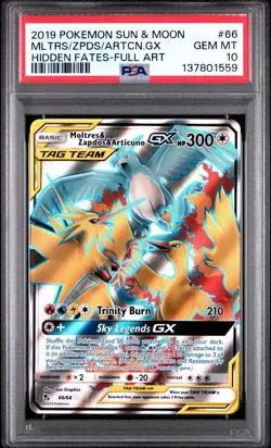 Moltres & Zapdos & Articuno GX #66 - 2019 Pokemon Hidden Fates - Full Art - Mint - Image 1