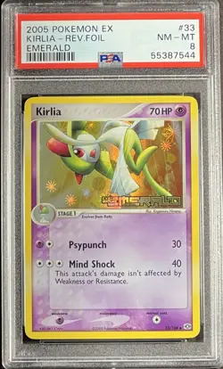 2005 Pokemon EX Emerald 33 Kirlia Reverse PSA 8 NM-MT - Image 1