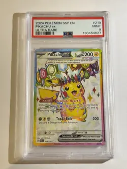 Pikachu Ex Ultra Rare Pokemon Ssp En-Surging Sparks 219/191 PSA 9 - Image 1