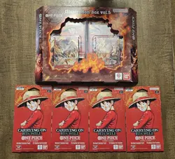 One Piece Vol 5 Illustration Box + (4) OP-13 Sleeved Booster Packs - Sealed New - Image 1