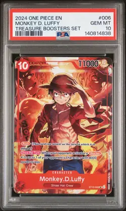 2024 One Piece EN Monkey.D.Luffy #ST10-006 SR Treasure Boosters Set PSA 10 (838 - Image 1