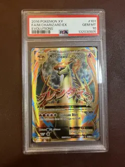 2016 POKEMON XY EVOLUTIONS #101 FULL ART M CHARIZARD EX CARD PSA 10 GEM ENGLISH - Image 1