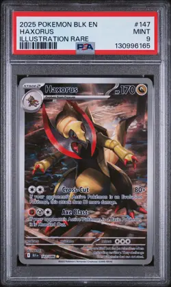 2025 POKEMON BLK EN-BLACK BOLT ILLUSTRATION RARE #147 HAXORUS PSA 9 - Image 1