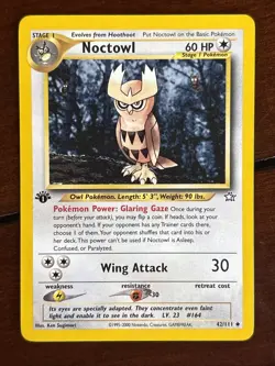 Pokemon Neo Genesis Noctowl 1st Edition 42/111 Uncommon LP - Image 1