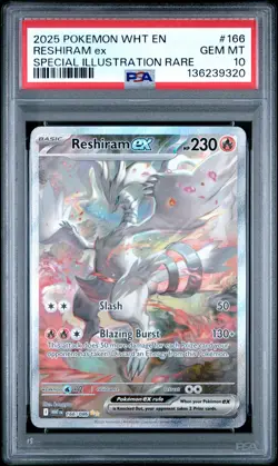 2025 POKEMON WHT EN-WHITE FLARE SPECIAL ILLUSTRATION RARE RESHIRAM EX PSA 10 - Image 1