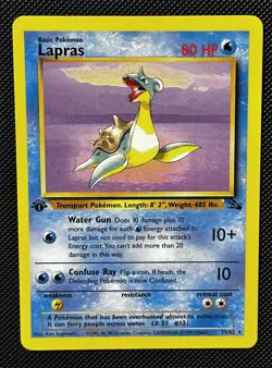 Pokemon Card Lapras 25/62 Rare Fossil Set WOTC 1st Edition Near Mint - Image 1