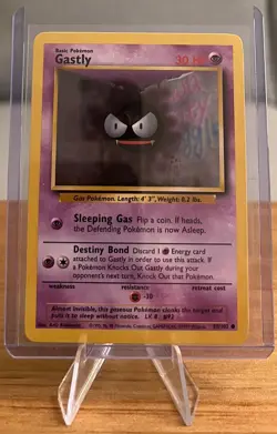 Gastly #92 Non-Holographic Pokemon Card Near Mint - 50/102 Common Base Set 1999 - Image 1