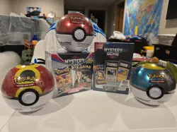 Pokemon TCG Sealed Lot - 3 Poke Ball Tins + Mystery Power Box + Mystery Gems - Image 1