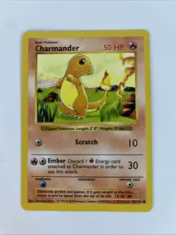 Pokemon Charmander Shadowless 46-102 Unlimited Common Vintage 1999 Regular TCG - Image 1