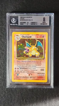 Pokemon Charizard Set Base Unlimited 4/102 Holo ITA BGS 8 NM-MT No PSA Vintage - Image 1