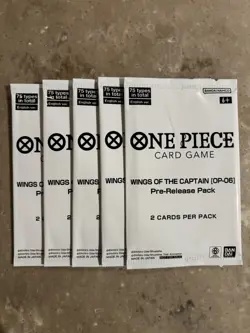 5X Pack Lot of One Piece Card Game Wings Of The Captain OP-06 Pre-Release Pack - Image 1