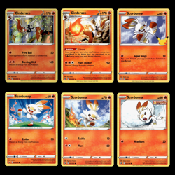 6x Cinderace Lot Scorbunny Yamper 35 Sword Shield Pokemon Cards Collection Set - Image 1