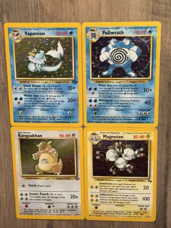 Pokemon TCG 4 Card Holo Lot WOTC - Vaporeon + Poliwrath + Magneton + Kangaskhan - Image 1