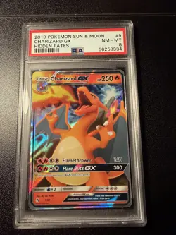 2019 Pokemon Hidden Fates Charizard GX 9/68 PSA 8 Graded Pokemon Card - Image 1