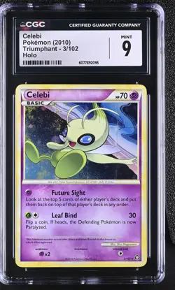CGC 9 MINT Celebi 2010 Triumphant 3/102 Holo Pokemon Card - Image 1