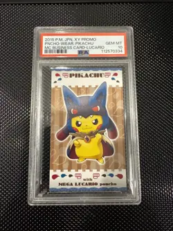 PSA 10 Poncho Pikachu Mega Lucario Promo Business Card Japanese Pokemon 2015 - Image 1