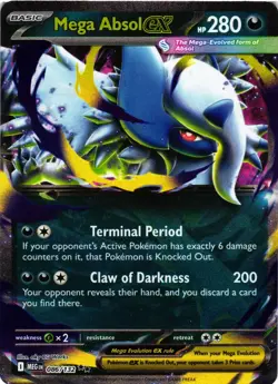 Pokemon TCG Mega Absol ex 086/132 2025 Mega Evolution Double Rare Card VLP - Image 1