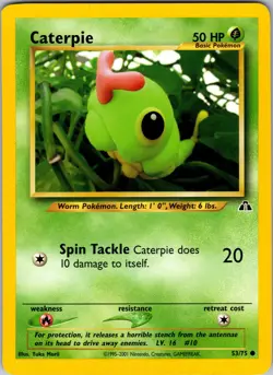 Pokemon TCG Caterpie Neo Discovery 53/75 Unlimited Regular Common Card WOTC NM - Image 1