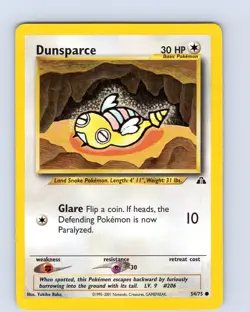 Pokemon TCG Dunsparce Neo Discovery 54/75 Unlimited Common Card WOTC LP-NM - Image 1