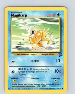 Pokemon TCG Magikarp 50/130 Base Set 2 Unlimited Uncommon Card WOTC Played HP-MP - Image 1