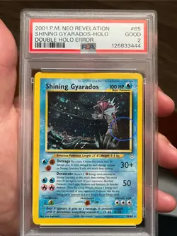 ✨DOUBLE HOLO ERROR✨ W/🌀SWIRL🌀Pokemon TCG Shining Gyarados Neo Revelation 65/64 - Image 4