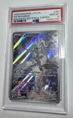 Pokemon N's Reshiram 167/159 Journey Together Stamped Box Topper PSA 10 GEM MINT - Image 1