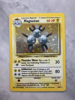 Pokemon TCG Magneton 9/102 Base Set Holo Unlimited Rare LP - Image 1