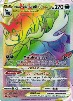 Pokemon TCG Hisuian Samurott VSTAR 197/189 Astral Radiance Rainbow DMG - Image 1