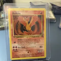 Pokemon TCG Fossil Moltres Card 27/62 Unlimited Non-Holo Rare MP 1999 - Image 1