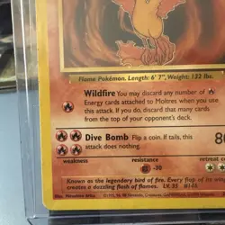 Pokemon TCG Fossil Moltres Card 27/62 Unlimited Non-Holo Rare MP 1999 - Image 5
