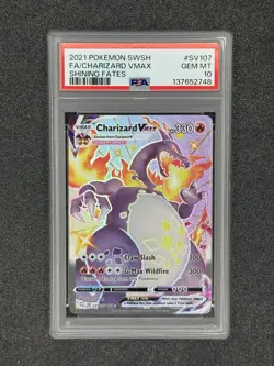 2021 Pokemon SWSH FA/ Charizard VMAX Shining Fates #SV107 GEM MT PSA 10 - Image 1