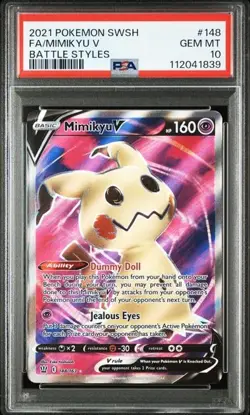 2021 POKEMON SWORD & SHIELD BATTLE STYLES #148 FA/MIMIKYU V #112041839 PSA10 - Image 1