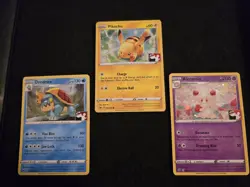 Pikachu, Drednaw & Alcremie Event League Promo Cosmo Holo Pokemon Stamped - Image 1