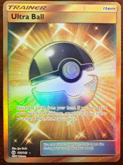 2017 Pokemon Sun & Moon Base Set #161/149 Ultra Ball Gold Secret Rare R860 - Image 1
