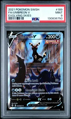 2021 POKEMON SWORD & SHIELD EVOLVING SKIES #189 FULL ART/UMBREON V PSA 9 - Image 1