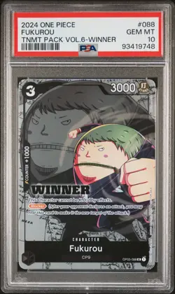 One Piece OP03-088 Fukurou Tournament Winner Pack Vol.6 Foil Art PSA 10 - Image 1