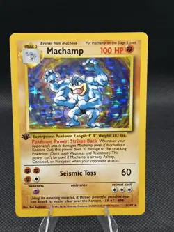 Pokemon Card 1995 Machamp Base Set 8/102 Hologram 1st Edition Holo Rare - Image 1
